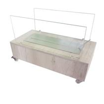 Lareira Ecológica 60 cm Inox Etanol Álcool Rodízios Mezzo Bianco Amadeirado OL 600
