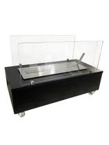 Lareira Ecológica 60 cm Preta Inox Etanol Álcool Rodízios Aquecedor OL 600