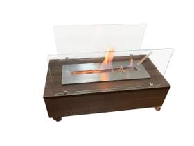 Lareira Ecológica Aquecedor Portátil 60 cm Carvalho Inox Etanol Álcool Rodízios OL 600