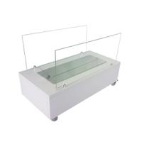 Lareira Ecológica Branca 60 cm Inox Etanol Álcool Rodízios OL 600