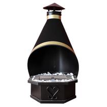 Lareira Ecológica Etanol Preta Dourada Potenza
