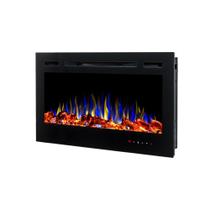 Lareira Elétrica 36 Polegadas Preta Chaleur Glass 90cm 1500W com Controle Remoto 5 Efeitos de Chama 3D, Embutir ou Parede Lareira Elétrica 36 Polegadas Preta Chaleur Glass 90cm 1500W com Controle Remoto 5 Efeitos de Chama 3D, Embutir ou Parede