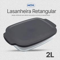 Lasanheira assadeira Travessa com Tampa 2 Litros Retangular Funda Grande de Vidro Mor