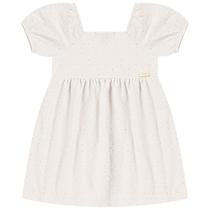 Lasie branco desenhada vestido infantil de menina mangas princesa com forro Lasie branco desenhada vestido infantil de menina mangas princesa com forro