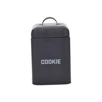 Lata Cookie Retrô Preta 12X19X12Cm Aço