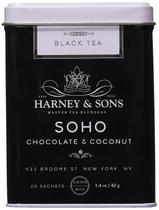 Lata de 20 sachês de chá Harney & Sons SoHo Chocolate Coconut Lata de 20 sachês de chá Harney & Sons SoHo Chocolate Coconut