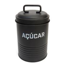 Lata de Açúcar 850g Metal Com Alça - Preto - NH