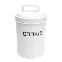 Lata de Biscoito Cookies Metal Com Alça - Branco - NH