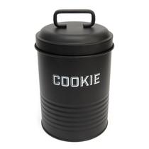 Lata de Biscoito Cookies Metal Com Alça - Preto - NH