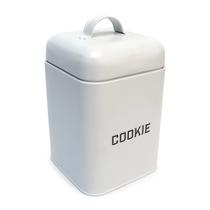 Lata de Biscoito Cookies Quadrada Retrô Metal Alça - Branco
