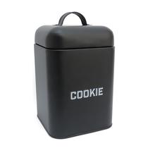 Lata de Biscoito Cookies Quadrada Retrô Preta Metal com Alça - NH