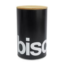 Lata de Biscoito Cookies Tampa Bambu - Preto - Hermética