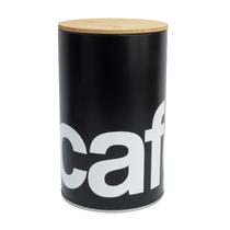 Lata de Café 500g Tampa de Bambu - Preto - Hermética