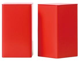 Lata de lata Tianhui, quadrada colorida, vermelha, 2 grandes Lata de lata Tianhui, quadrada colorida, vermelha, 2 grandes