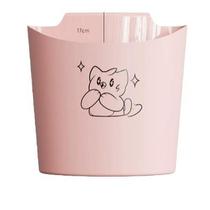 Lata de lixo Desktop Cute Cat Design Plástico Rosa 20x23cm