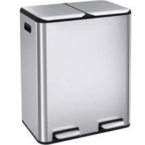 Lata de lixo dupla ComfyCorner 60L em aço inoxidável com controle de odor
