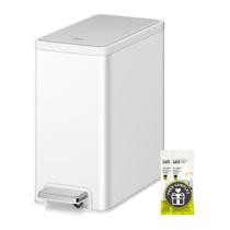 Lata de lixo EKO Slim 6L em aço inoxidável Step-On White