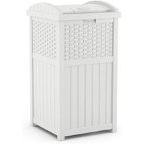 Lata de lixo externa Suncast 125L de plástico com tampa branca