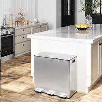 Lata de lixo GarveeHome 60L de três compartimentos em aço inoxidável Lata de lixo GarveeHome 60L de três compartimentos em aço inoxidável