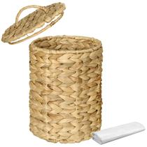 Lata de lixo hardcometrue Boho Wicker com tampa Water Hyacinth