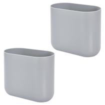 Lata de lixo iDesign Cade Oval Plastic Small Grey, conjunto de 2