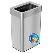 Lata de lixo iTouchless de aço inoxidável 60L com tampa aberta com filtros