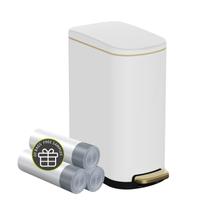 Lata de lixo KSSKSS 10L de aço inoxidável com tampa macia branca Lata de lixo KSSKSS 10L de aço inoxidável com tampa macia branca