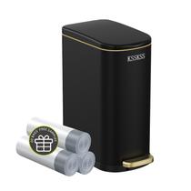 Lata de lixo KSSKSS 10L de aço inoxidável com tampa macia preta Lata de lixo KSSKSS 10L de aço inoxidável com tampa macia preta