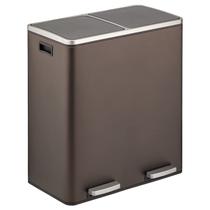Lata de lixo MDesign Metal Steel 60L com compartimento duplo Bronze Lata de lixo MDesign Metal Steel 60L com compartimento duplo Bronze