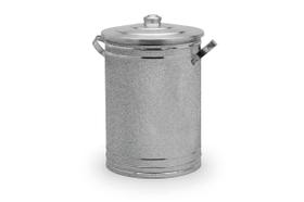 Lata De Lixo Metal Galvanizado Com Tampa De Alumínio 43 Cm