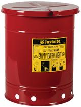 Lata de lixo oleoso Justrite 10L galvanizado com tampa de fechamento automático Lata de lixo oleoso Justrite 10L galvanizado com tampa de fechamento automático