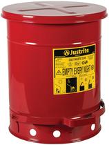 Lata de lixo oleoso Justrite 10L galvanizado com tampa de fechamento automático Lata de lixo oleoso Justrite 10L galvanizado com tampa de fechamento automático