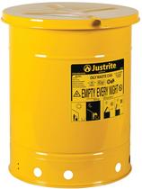 Lata de lixo oleoso Justrite 10L galvanizado com tampa de fechamento automático Lata de lixo oleoso Justrite 10L galvanizado com tampa de fechamento automático