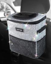 Lata de lixo para carro HOTOR 7,6 L com tampa e bolsos de armazenamento à prova d'água