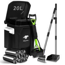 Lata de lixo para cocô de cachorro Uppcasir com Pooper Scooper 20L com tampa Lata de lixo para cocô de cachorro Uppcasir com Pooper Scooper 20L com tampa