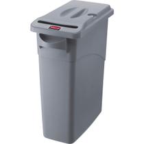 Lata de lixo Rubbermaid Slim Jim 60L com tampa e fechadura com chave cinza