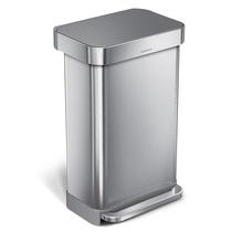 Lata de lixo simplehuman 45L/12 galões de aço inoxidável sem usar as mãos