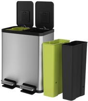 Lata de lixo Simpli-Magic 60L com compartimento duplo em aço inoxidável