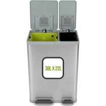 Lata de lixo Simpli-Magic 60L com tampa de fechamento suave em aço inoxidável