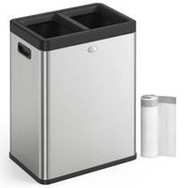 Lata de lixo SONGMICS 2x6,6 galões com compartimento duplo inoxidável