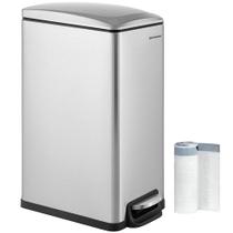 Lata de Lixo SONGMICS Slim 50L - Aço Inoxidável com Tampa de Fechamento Suave