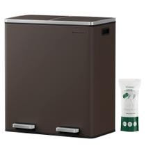 Lata de lixo SONGMICS ULTB60BR 2 x 30L com 15 sacos de lixo marrons
