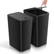Lata de lixo TIPGO 15L/4 galões com tampa de plástico preta, pacote com 2