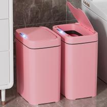 Lata de lixo Vanpopubs 10L/2,7 galões com tampa automática rosa sem toque Lata de lixo Vanpopubs 10L/2,7 galões com tampa automática rosa sem toque