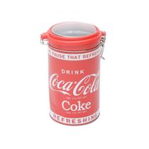 Lata de Metal Redonda Tampa de Vidro Coca-Cola Coke Vermelho 11 x 19cm