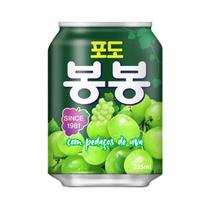 Lata de Suco Bonbon Uva Verde com Pedaços Bebida Coreana