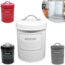 Lata Decorativa Porta Condimento Açúcar Hermético Com Tampa