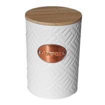 Lata Hermética Porta Café Coffee Tampa De Bambu Branco Lata Hermética Porta Café Coffee Tampa De Bambu Branco