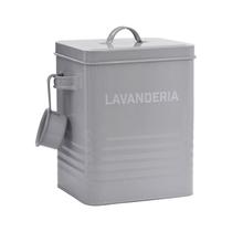 Lata Lavanderia com Medidor Cinza 23X26X16Cm Metal