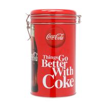 Lata Metal Redonda Tampa Hermética Coca-Cola Better With Coke Vermelho 11 x 20cm